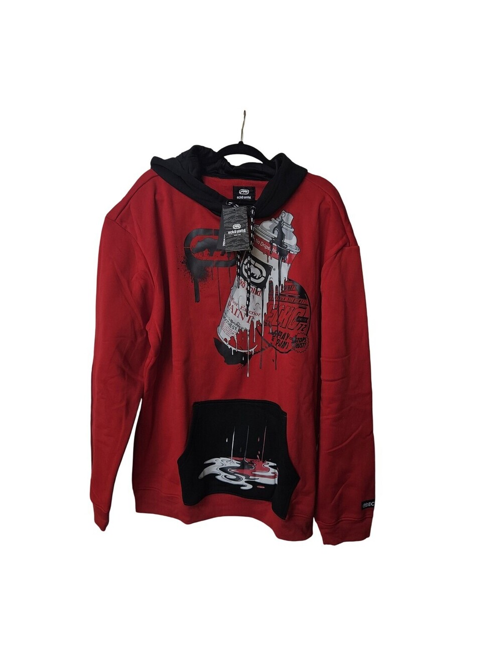 NWT Ecko Unltd. Men's "Tag A Lot" Spray Paint Graphic Hoodie - True Red